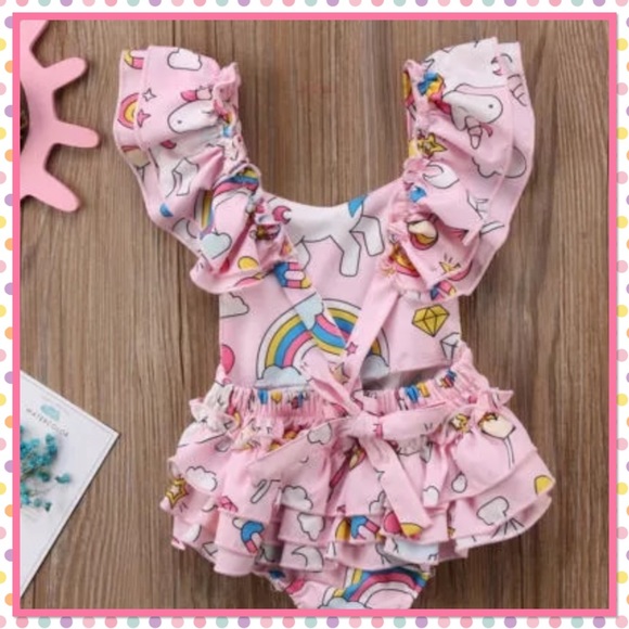 🦄NWT🦄Unicorn Ruffled Romper🦄 - Picture 5 of 6